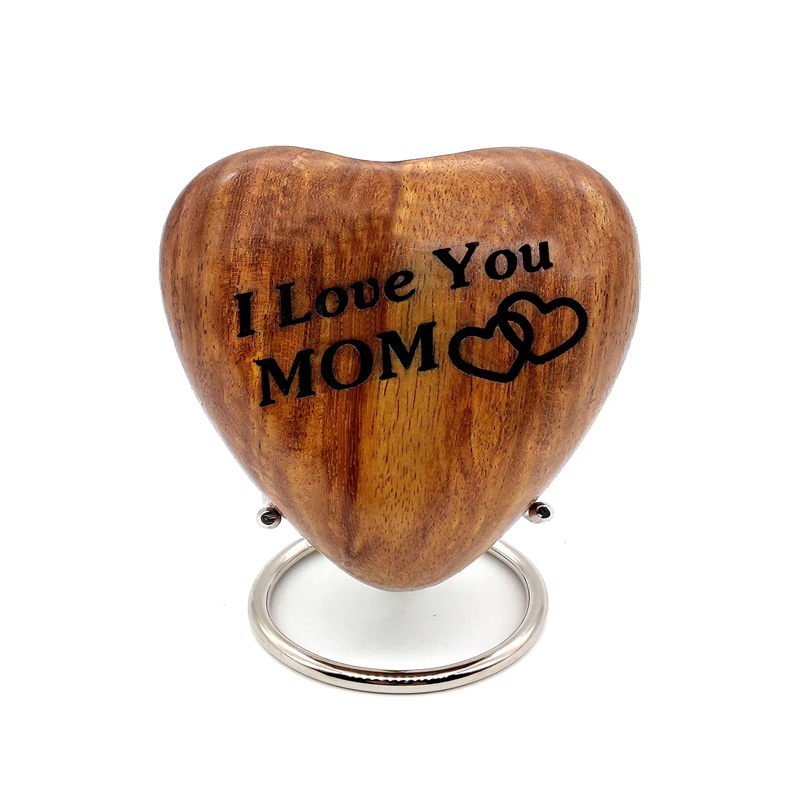 Wooden Heart Keepsake Urn Mini Ash Urn Small Handcrafted Cremation Urn for Ashes Tribute to Your MOM