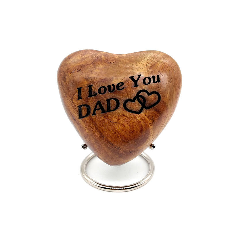 Wooden Heart Keepsake Urn Mini Ash Urn Small Handcrafted Cremation Urn for Ashes Tribute to Your DAD