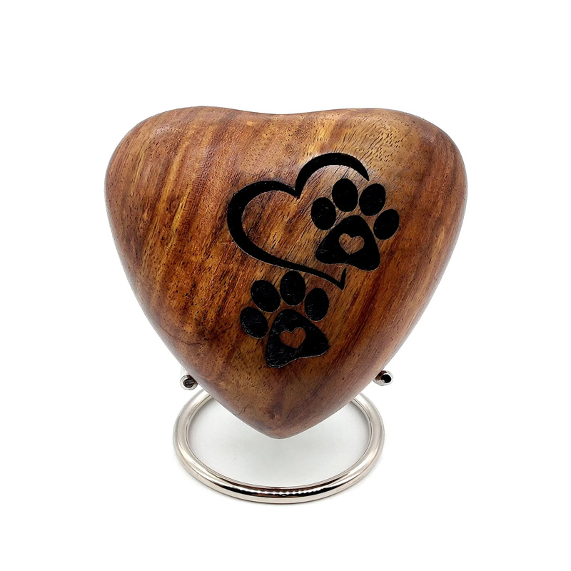 Wooden Heart Keepsake Urn - Mini Ash Urn Small Handcrafted Cremation Urn Tribute to Your Loved Pets