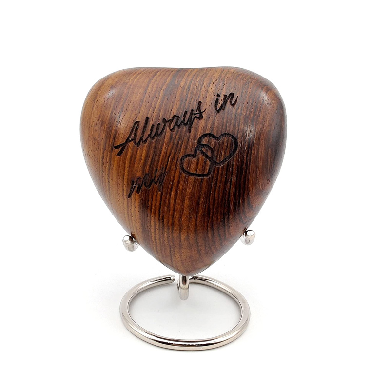 Wooden Heart Keepsake Urn - Mini Ash Urn Small Handcrafted Cremation Urn for Ashes