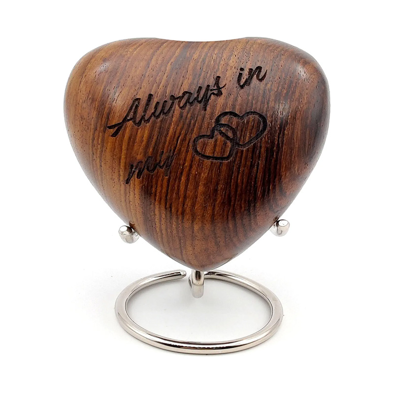 Wooden Heart Keepsake Urn - Mini Ash Urn Small Handcrafted Cremation Urn for Ashes