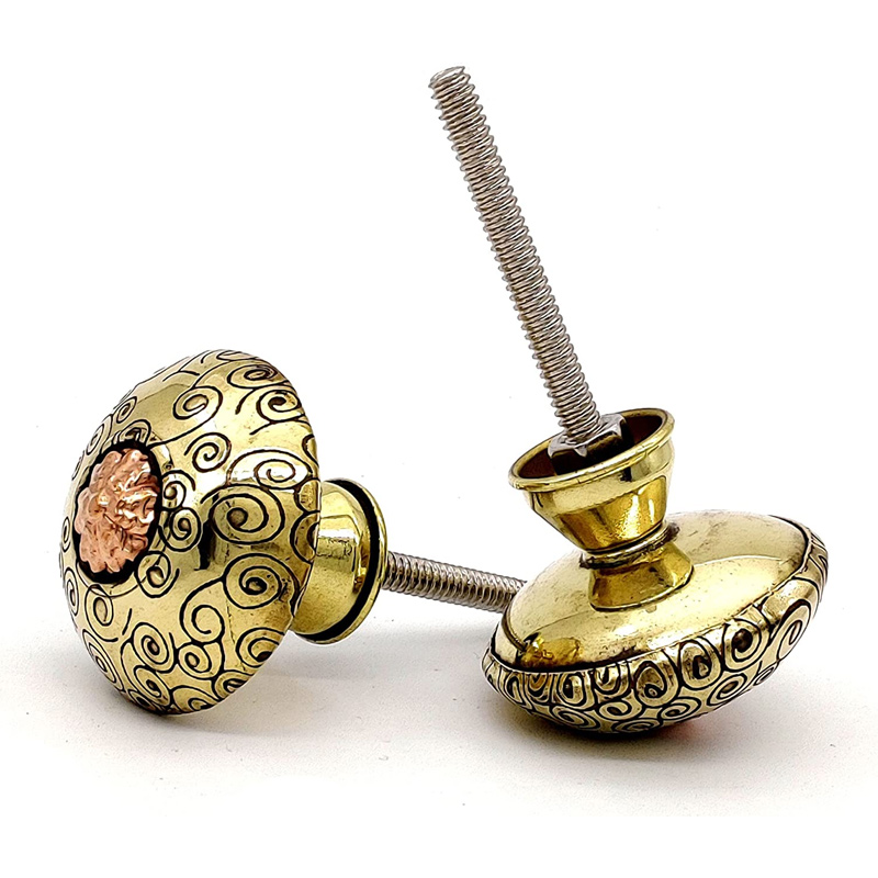 Brass and Copper Door Knobs/Drawer Wardrobes & Kitchen Cupboards/ Handmade Classic Decor Engraved