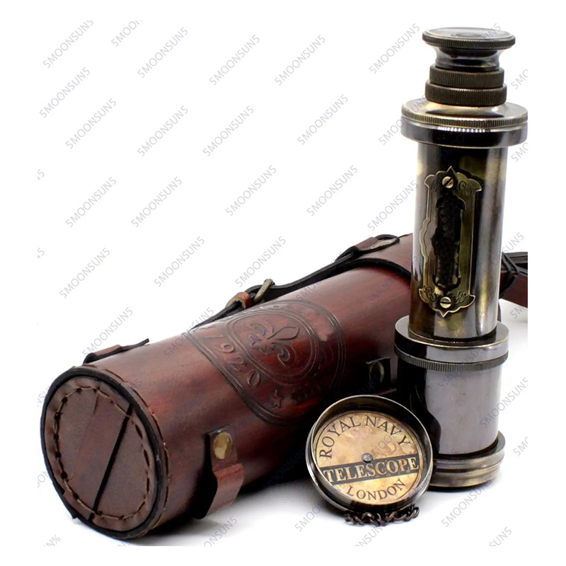 Pirate Brass Telescope, Spyglass Collapsible Decorative Telescope with Glass Optics for Kids
