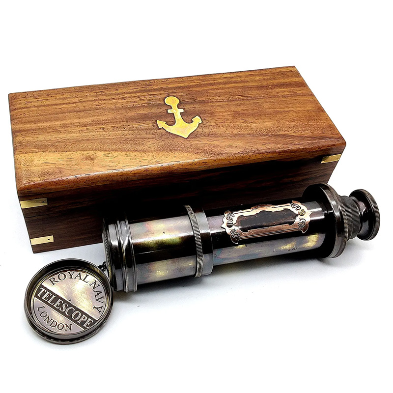 Pirate Brass Telescope, Spyglass Collapsible Decorative Telescope with Glass Optics for Kids Travel