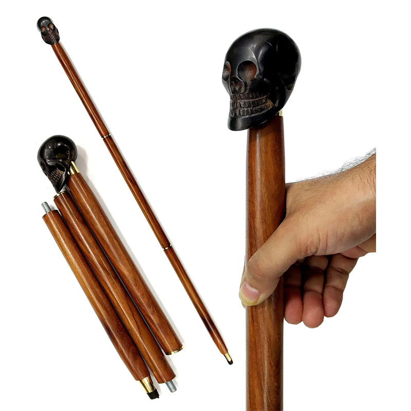 Walking Stick Full Brass Head Skull Design Cane Rosewood Crafted Walking Cane