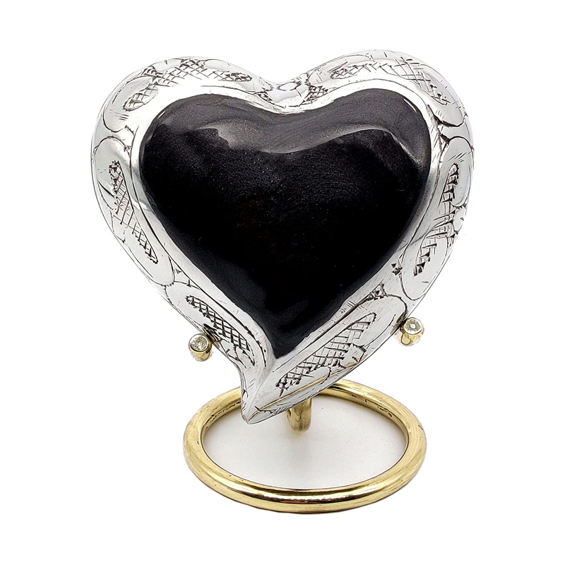 Gray Heart Keepsake Urn - Mini Ash Urn Small Handcrafted Cremation Urn for Ashes