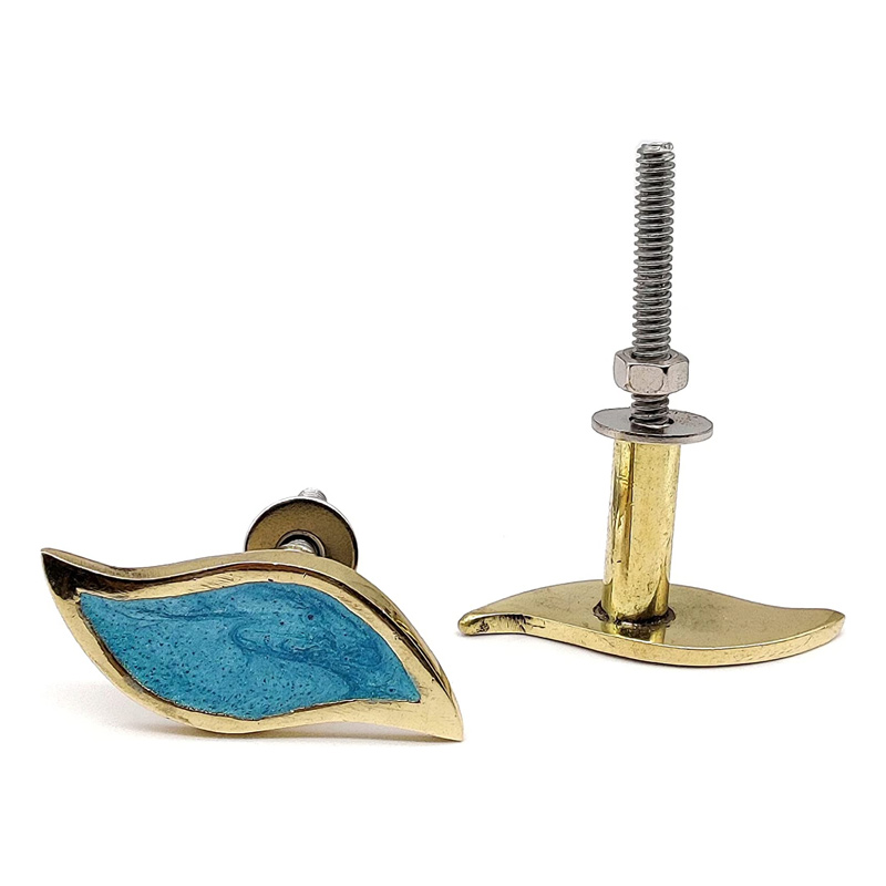 Brass knobs Full Brass Solid Blue Finish Handmade Drawer Knobs Cabinet Pull Handles/Furniture