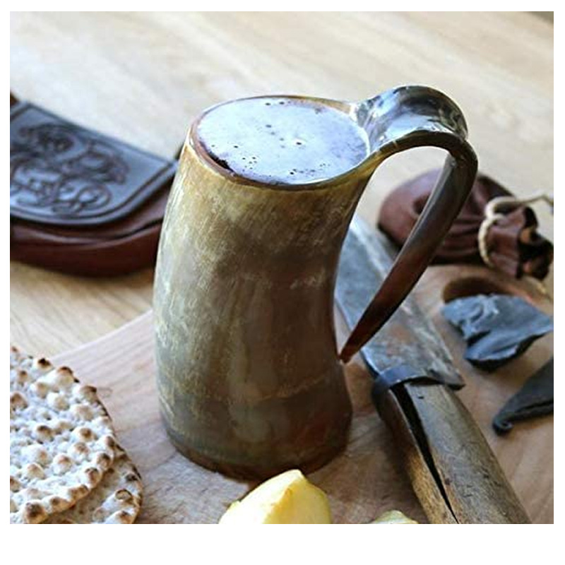 Game of thrones stark house viking drinking horn mug wolf carved tankard Drink Mead & Beer - Image 3