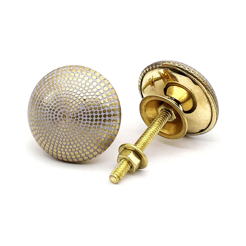 Brass Cabinet Knobs Pulls for Drawers and Dressers Handmade Decorative White doted Drawer Knobs