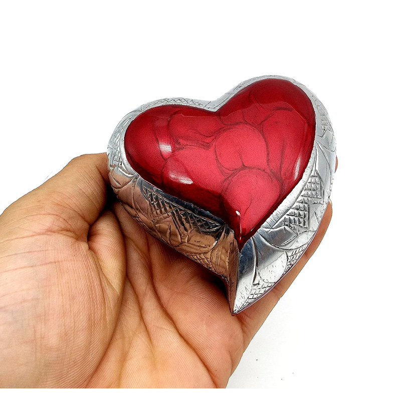RED Heart Keepsake Urn Mini Ash Urn Small Handcrafted Cremation Urn for Ashes Tribute to Your Loved - Image 2