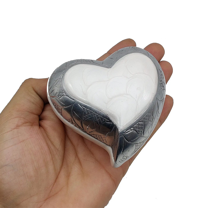 White Heart Keepsake Urn Mini Ash Urn Small Handcrafted Cremation Urn for Ashes Tribute to Your Love - Image 2