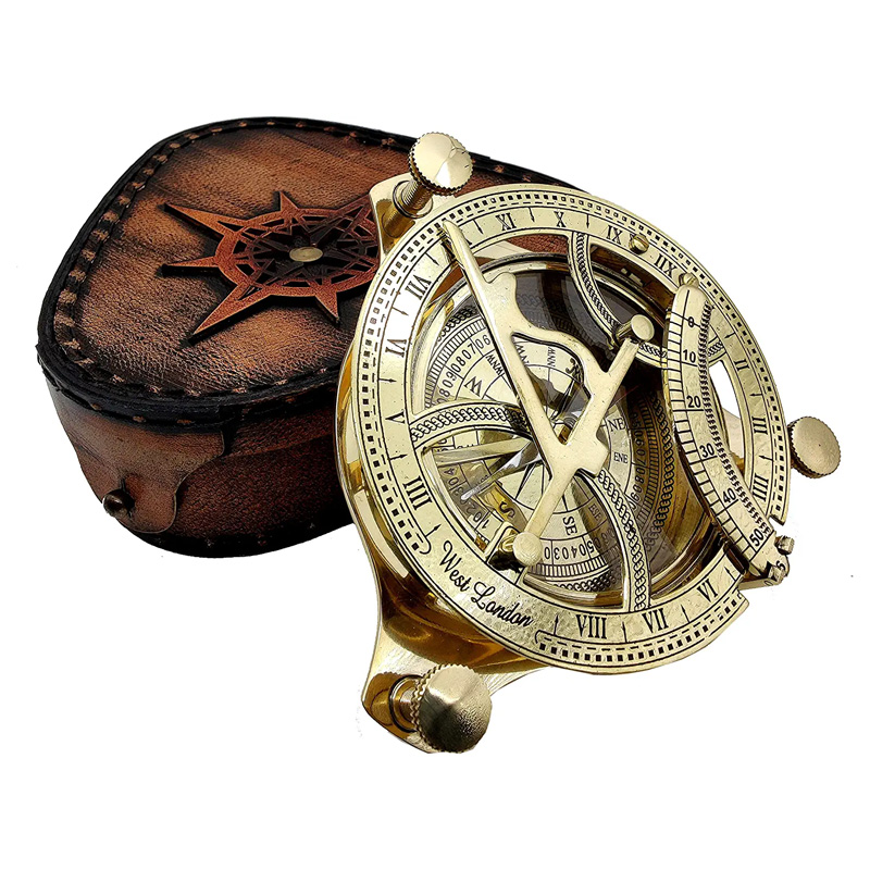 Nautical West London Sundial Compass Premium Quality Handcrafted Brass Compass with Leather CaseBox