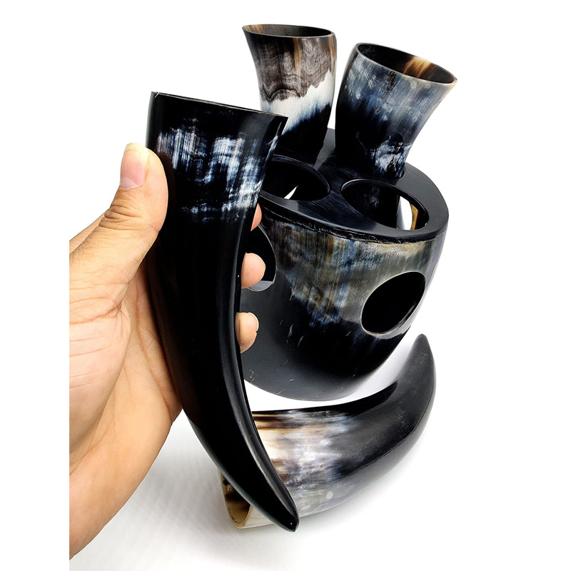 The Original Handcrafted Authentic Viking Drinking Horn set Tankard for Beer, Mead - Image 2