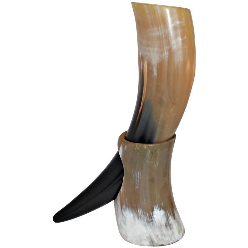 Natural Style Viking Drinking Horn with stand - Authentic Medieval Inspired Mug - Image 2