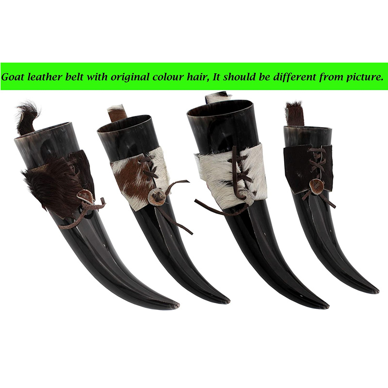 Viking Drinking Horn Black Medieval Beer Drinking Horn with Strap Norse Beer Horn - Image 5