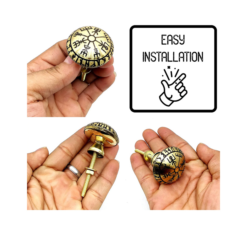 Handmade Viking Compass Brass Knobs | Viking Decor Brass Cabinet Knobs - Image 3