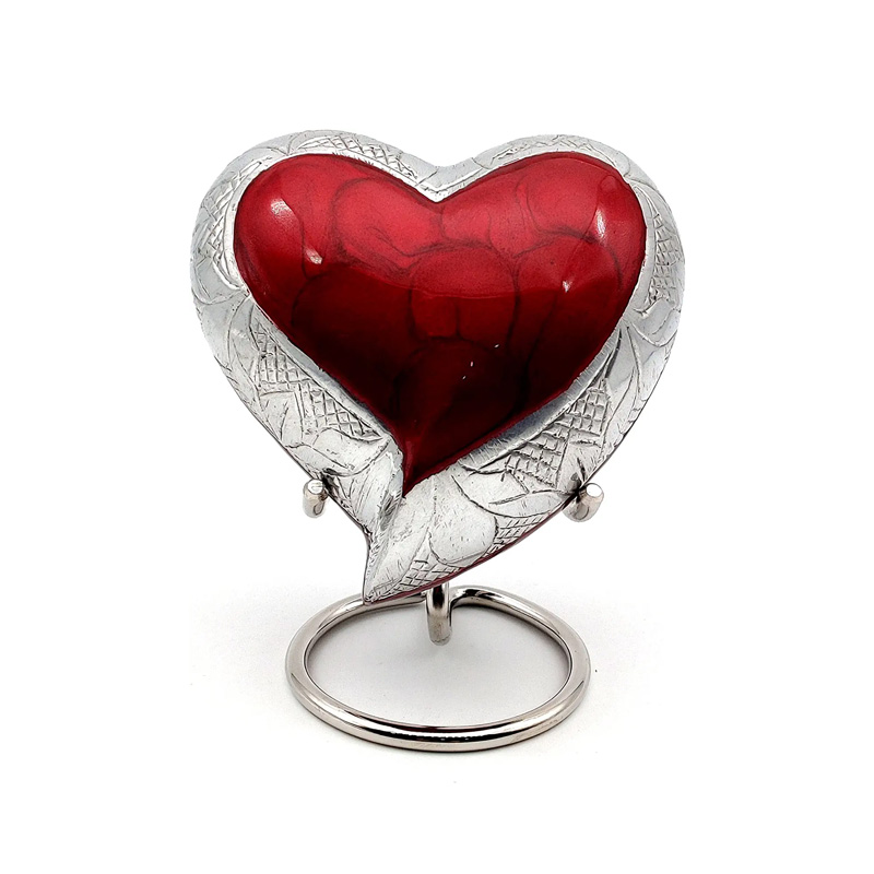 RED Heart Keepsake Urn Mini Ash Urn Small Handcrafted Cremation Urn for Ashes Tribute to Your Loved
