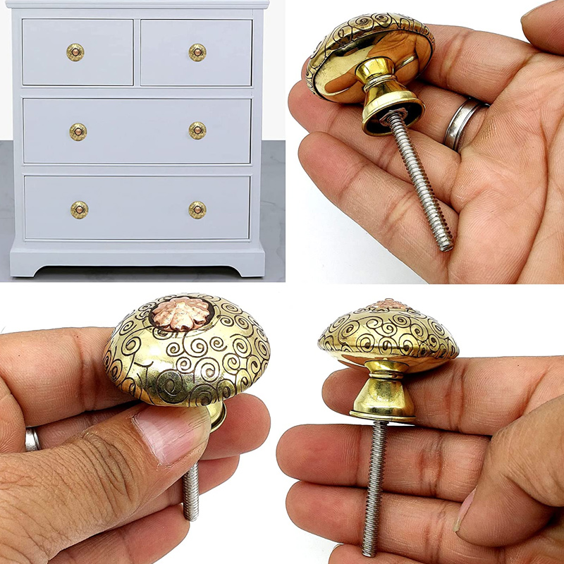 Brass and Copper Door Knobs/Drawer Wardrobes & Kitchen Cupboards/ Handmade Classic Decor Engraved - Image 3