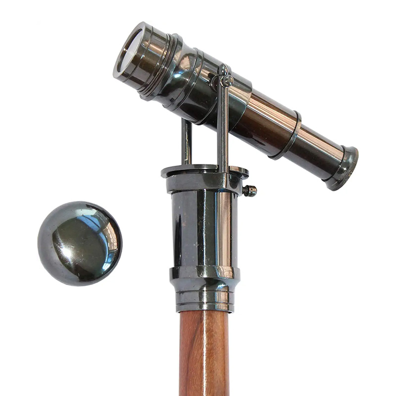 Brass Walking Stick Vintage Handle Victorian Telescope Head Foldable Stick Cane for Men and Women - Image 2