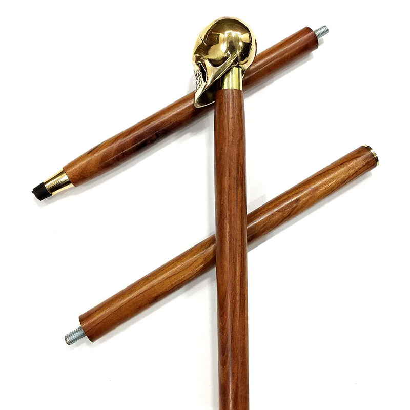 Walking Stick Full Brass Head Skull Design Cane Rosewood Crafted Walking Cane with Solid Brass - Image 3
