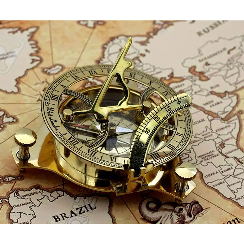 Nautical West London Sundial Compass Premium Quality Handcrafted Brass Compass with Leather CaseBox - Image 4