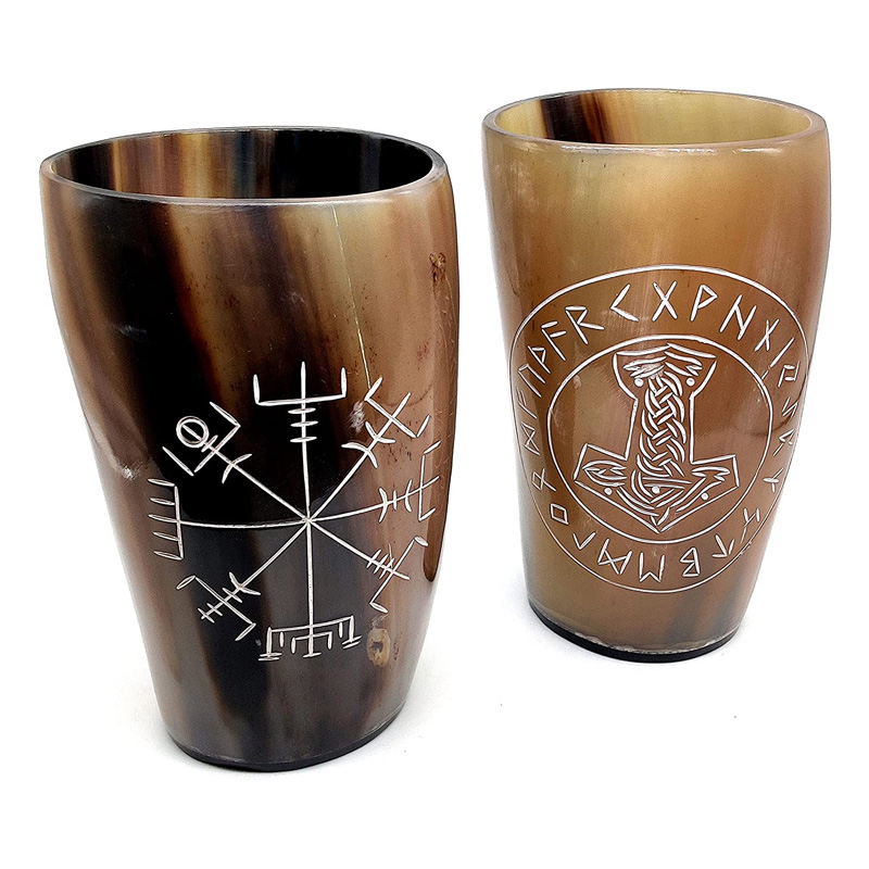 Viking Drinking Horn Tumblers Set of 4 – Handmade Cups for Wine Beer Ale Safe and Unique Drink Cup - Image 3