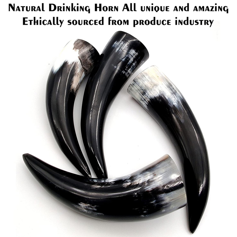 Viking Drinking Horn Black Medieval Beer Drinking Horn with Strap Norse Beer Horn - Image 3