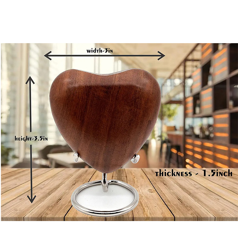 Wooden Heart Keepsake Urn Mini Ash Urn Small Handcrafted Cremation Urn for Ashes Tribute to Your MOM - Image 4
