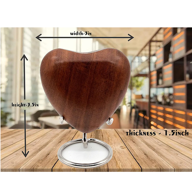 Wooden Heart Keepsake Urn - Mini Ash Urn Small Handcrafted Cremation Urn for Ashes - Image 4