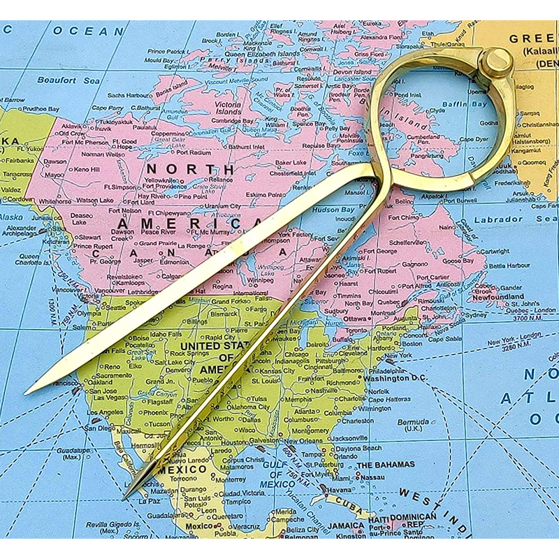Vintage Navigation Straight Pattern Artist Divider Solid Brass Drawing Tool Navigation Compass - Image 4
