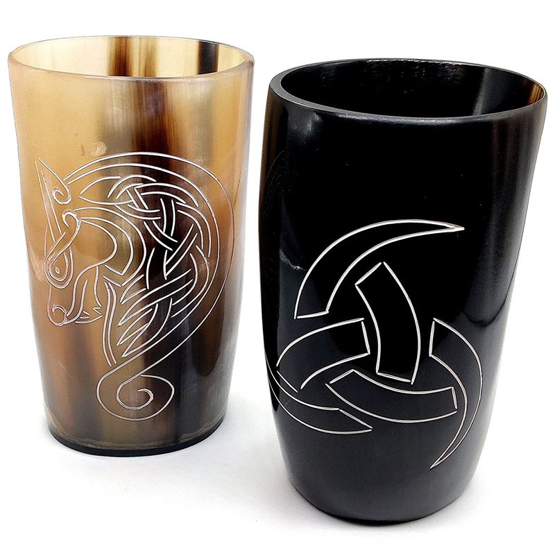 Viking Drinking Horn Tumblers Set of 4 – Handmade Cups for Wine Beer Ale Safe and Unique Drink Cup - Image 4