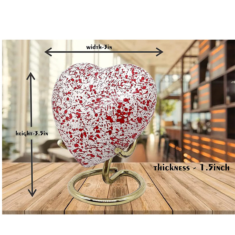 Handcrafted Heart Urn Keepsake Cremation Urn for Human pet Ashes Golden Urn Heart Shaped - Image 5