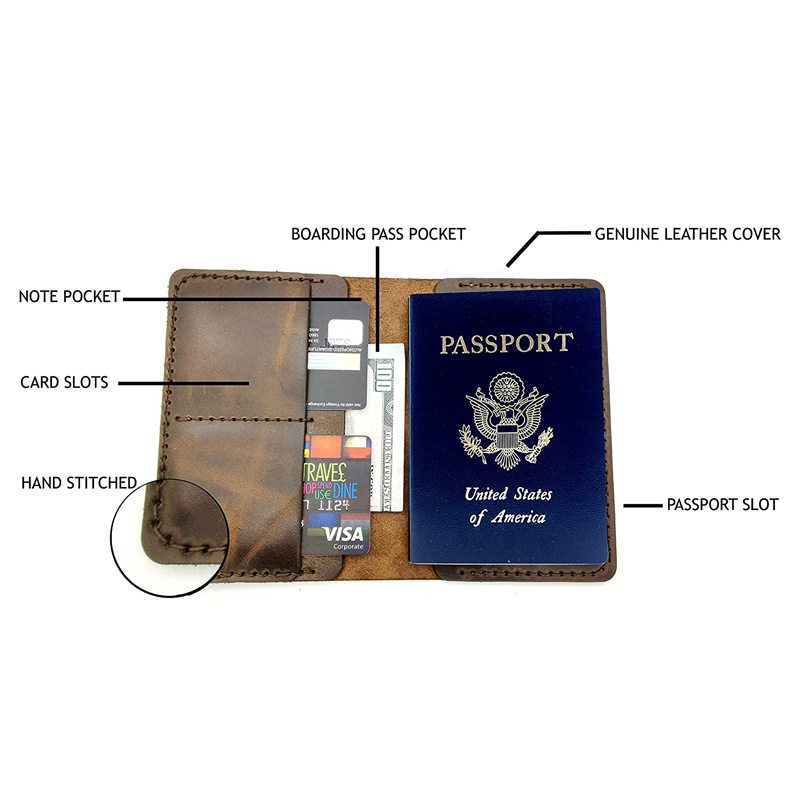 Genuine Full Grain Leather Passport Cover Field Notes Cover Wallet Gift for Traveler Passport Case - Image 2