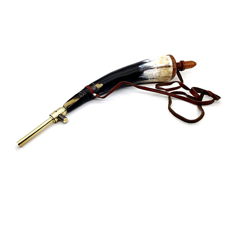 Hand Carved Powder Horn with Leather Strap for Civil War Re-Enactment Colonial Black Powder - Image 4