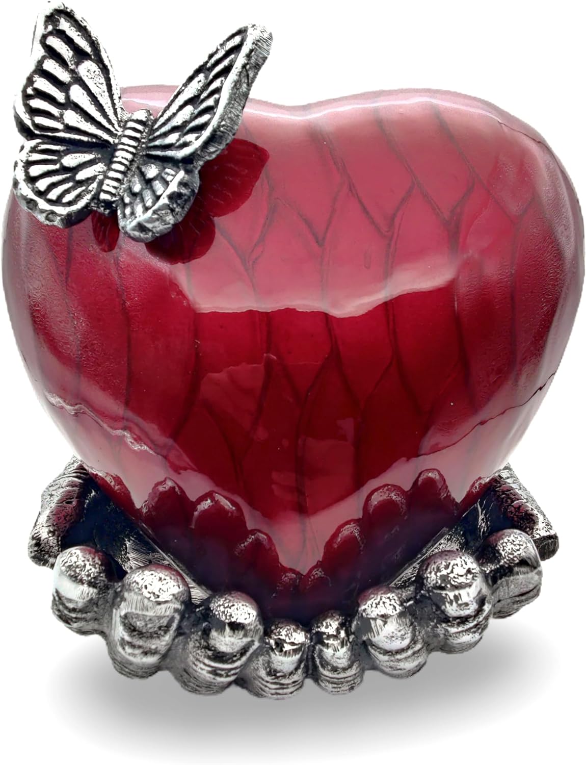 Butterfly Heart Urn for Ashes - Hand Painted Red - Unique Memorial Keepsake - Image 2