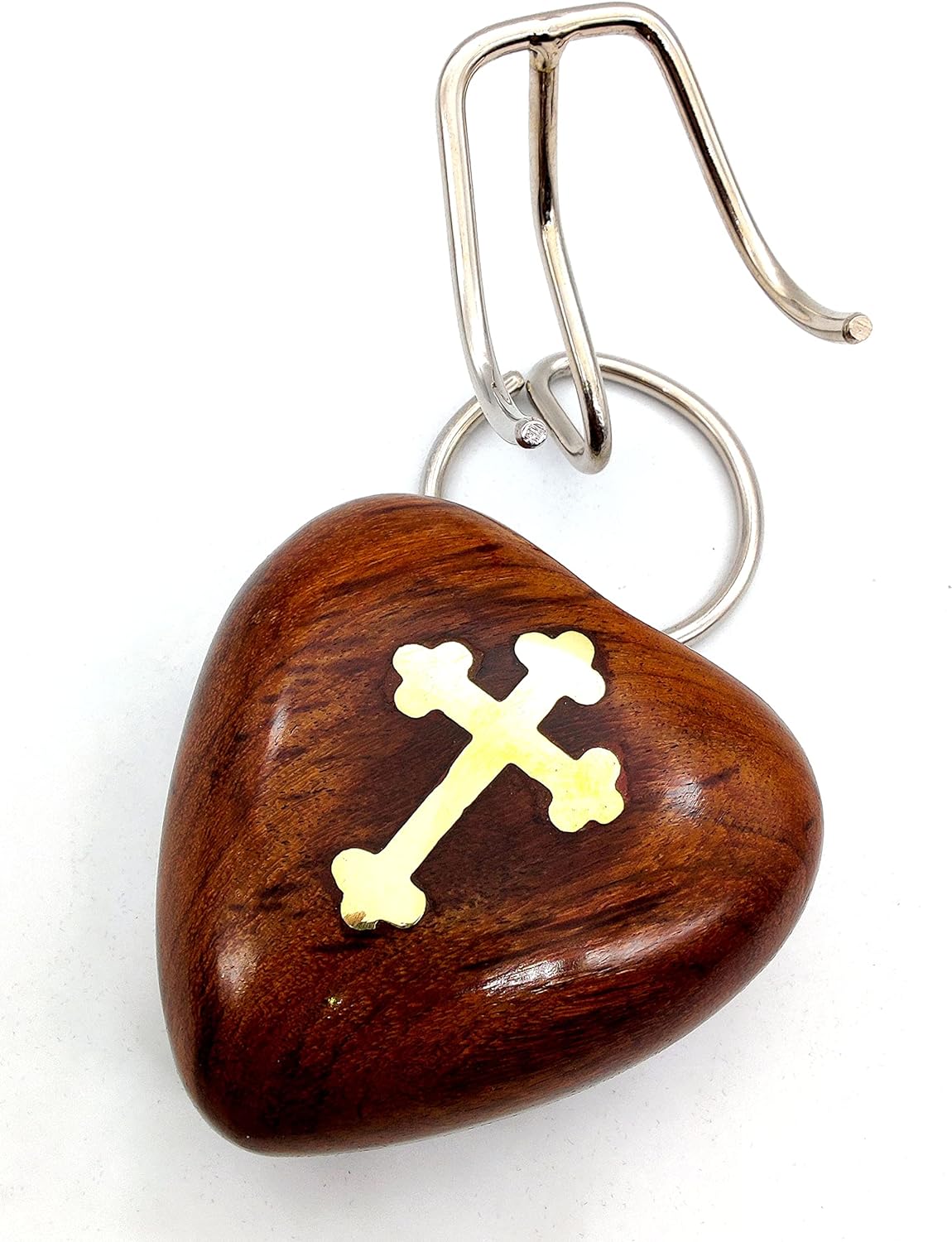 Wooden Heart Keepsake Urn with Cross Inlay | Mini Ash Urn for Ashes | Handcrafted Cremation Urn - Tribute to Your Loved One with Premium Box and Display Stand - Image 2