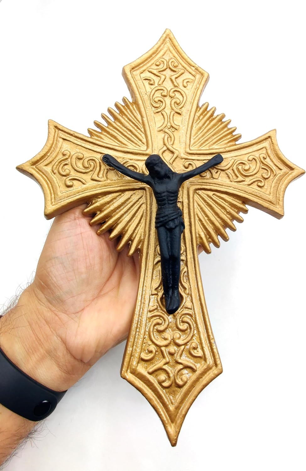 Crucifix Cross - Large Handmade Metal Wall Cross - Heavy Duty for Indoor/Outdoor Use - Ideal for Churches - Premium Velvet Box Included - Image 2
