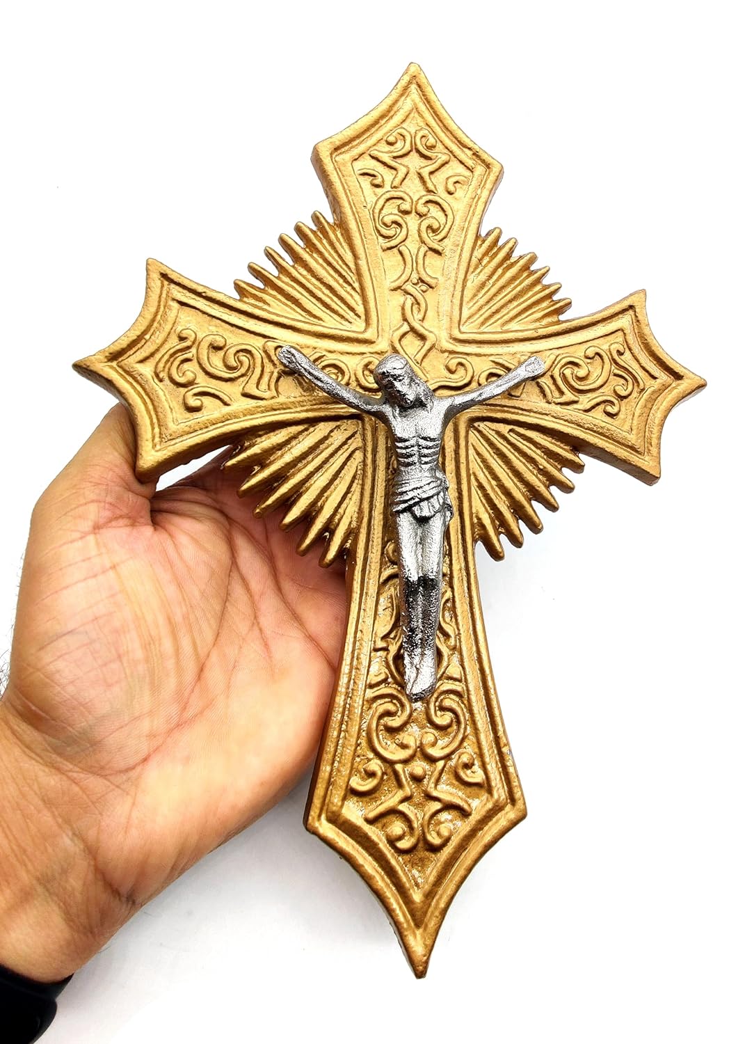 Crucifix Wall Cross - Large Metal Cross for Indoors and Outdoors - Catholic Religious Decor - Ideal Gifts for Church - Image 2