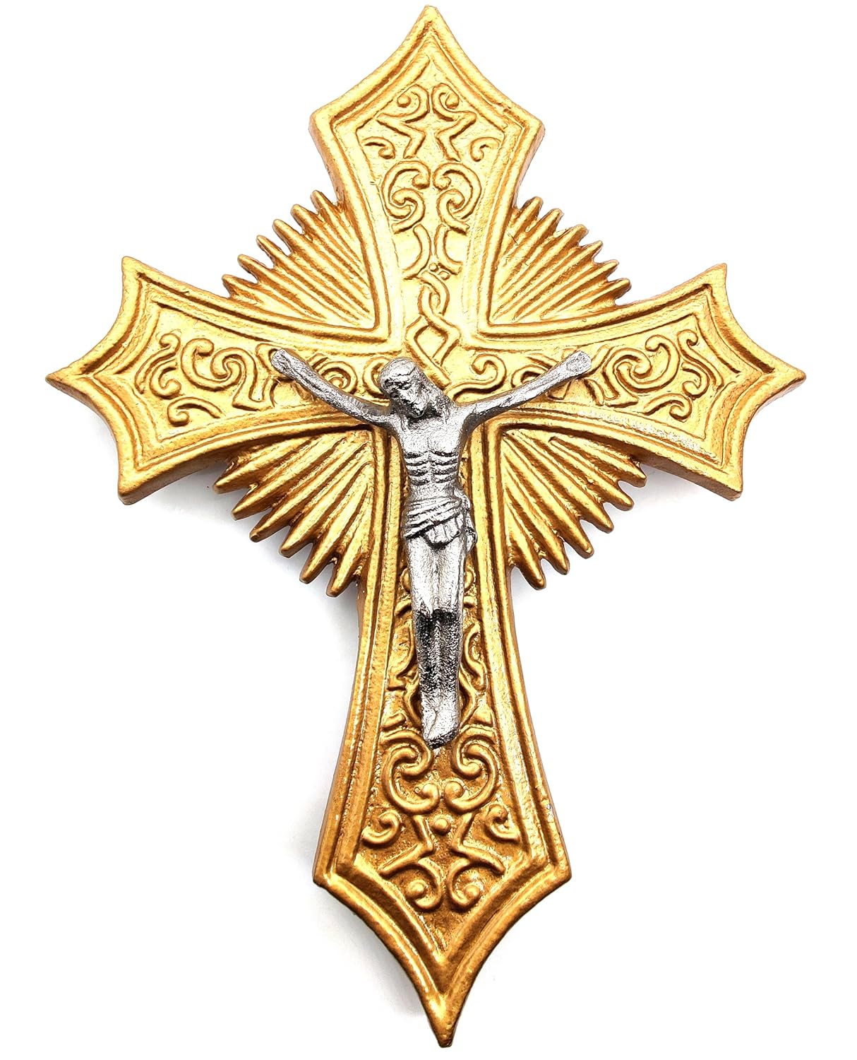 Crucifix Wall Cross - Large Metal Cross for Indoors and Outdoors - Catholic Religious Decor - Ideal Gifts for Church
