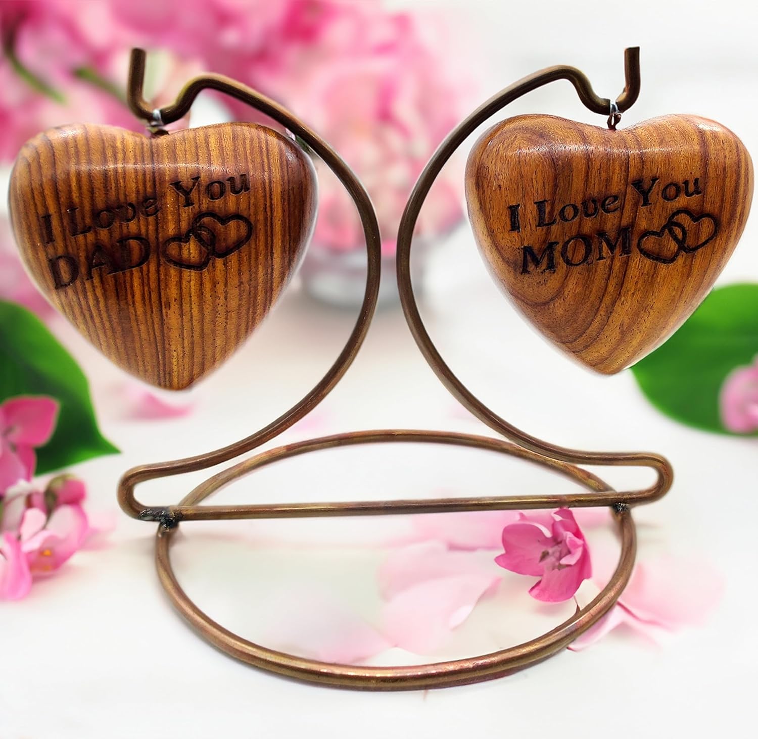 Wooden Dual Heart Keepsake Urn | Mini Ash Cremation Urn for Mom and Dad - Image 4