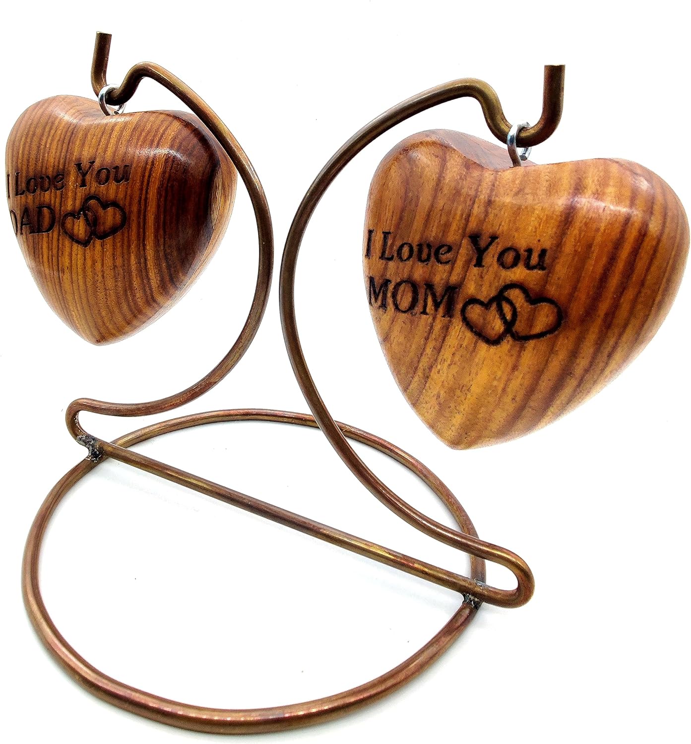 Wooden Dual Heart Keepsake Urn | Mini Ash Cremation Urn for Mom and Dad - Image 2