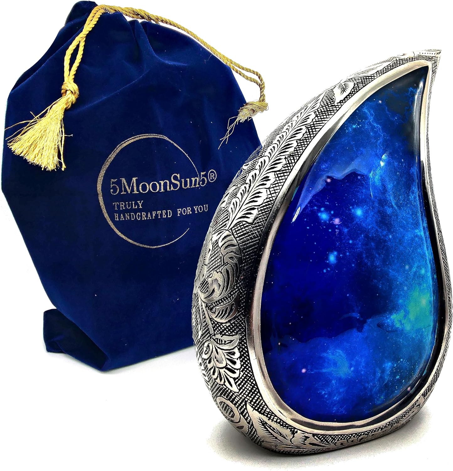 Galaxy Teardrop Urn | Funeral Cremation Urn with Velvet Bag | Keepsake for Adults