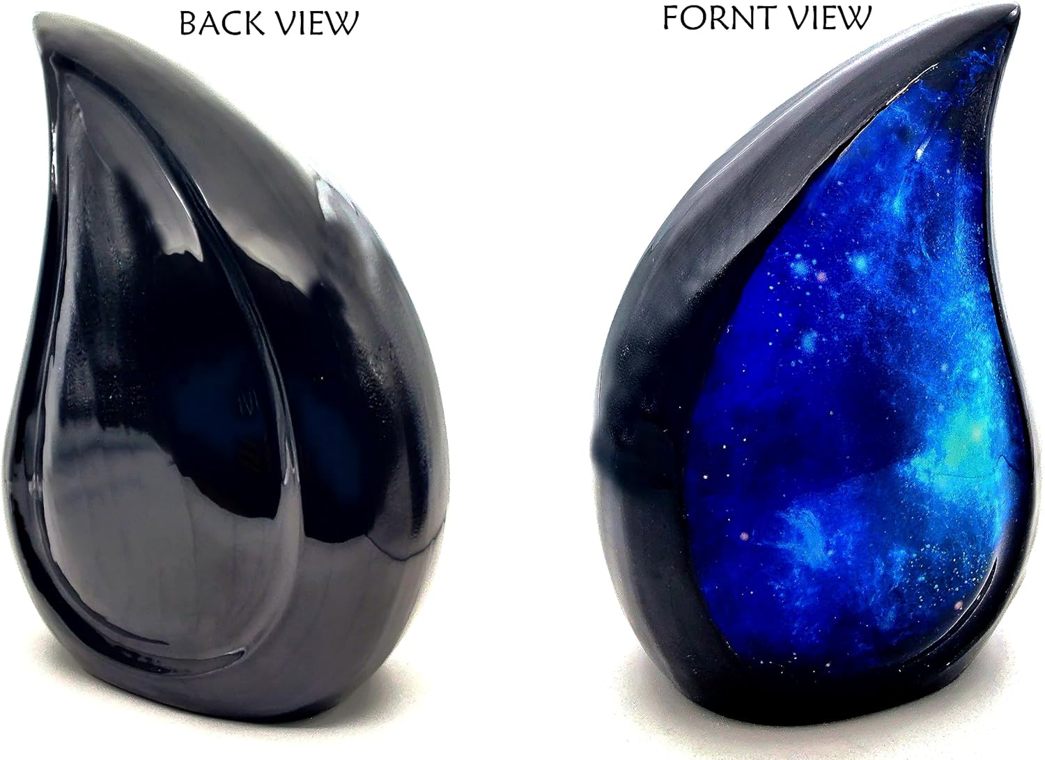 Galaxy Teardrop Urn | Funeral Cremation Urn with Velvet Bag | Keepsake for Adults | Blue Star Sky Display - Image 2