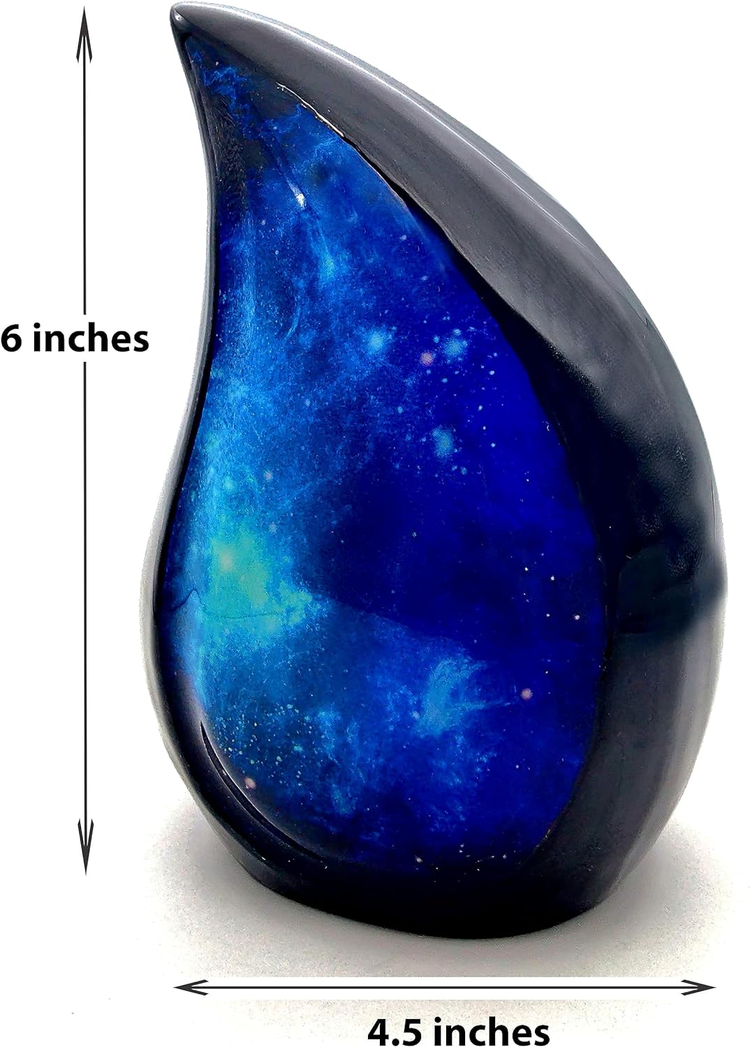Galaxy Teardrop Urn | Funeral Cremation Urn with Velvet Bag | Keepsake for Adults | Blue Star Sky Display - Image 4