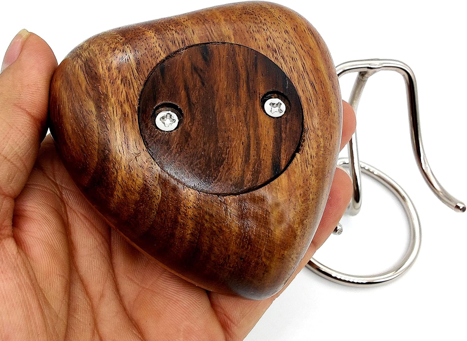 Wooden Heart-Shaped Keepsake Cremation Urn for Human or Pet Ashes | Handcrafted | Perfect for Adults & Infants | Brass Stand Included | Cross Engraving - Image 3