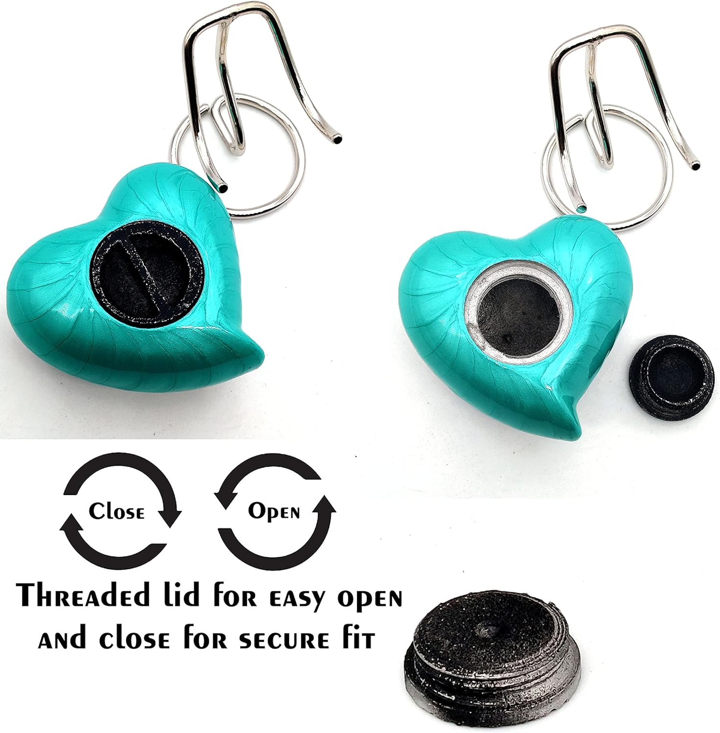 Sea Green Heart Keepsake Urn | Mini Heart Cremation Urn with Stand & Box - Image 4