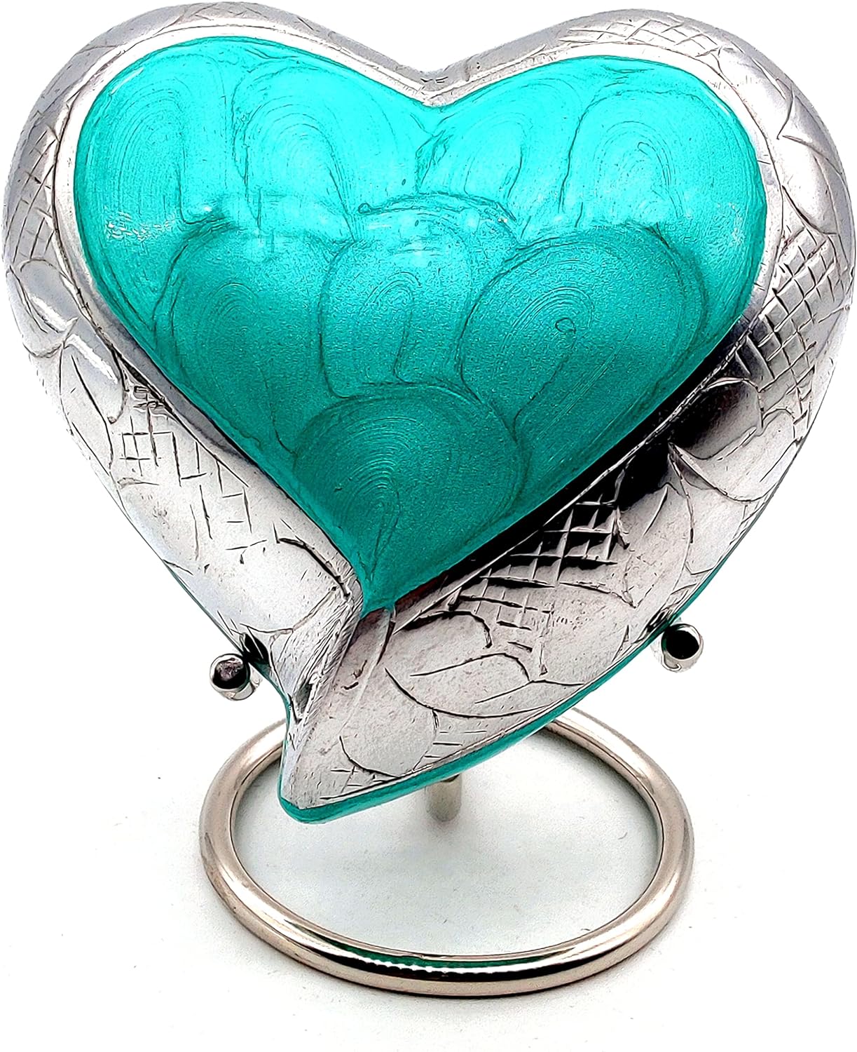 TURKESH Heart Keepsake Urn | Mini Ash Urn for Adults & Infants | Handcrafted Cremation Urn with Free Velvet Box & Display Stand