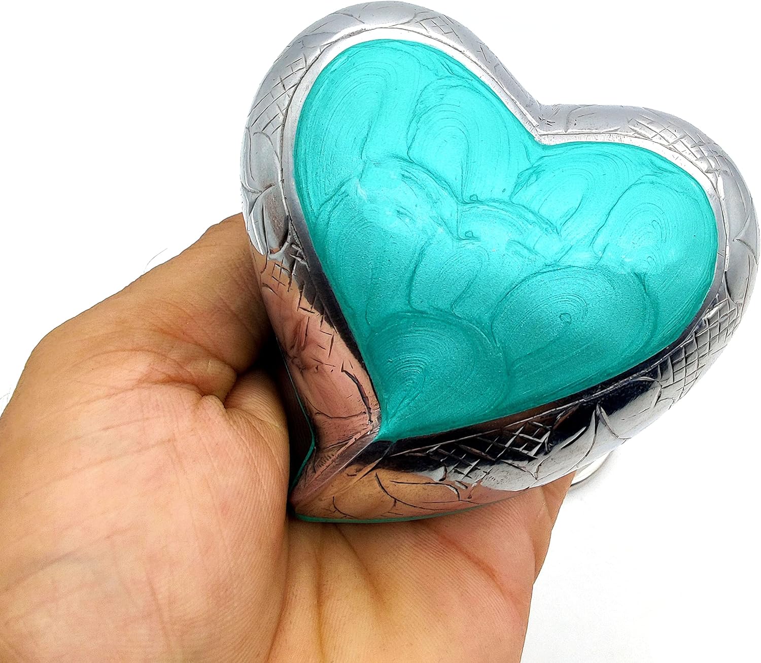 TURKESH Heart Keepsake Urn | Mini Ash Urn for Adults & Infants | Handcrafted Cremation Urn with Free Velvet Box & Display Stand - Image 3