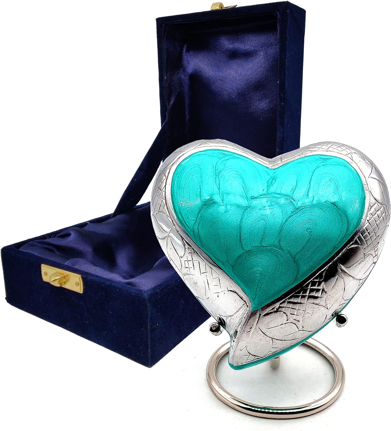 TURKESH Heart Keepsake Urn | Mini Ash Urn for Adults & Infants | Handcrafted Cremation Urn with Free Velvet Box & Display Stand - Image 2