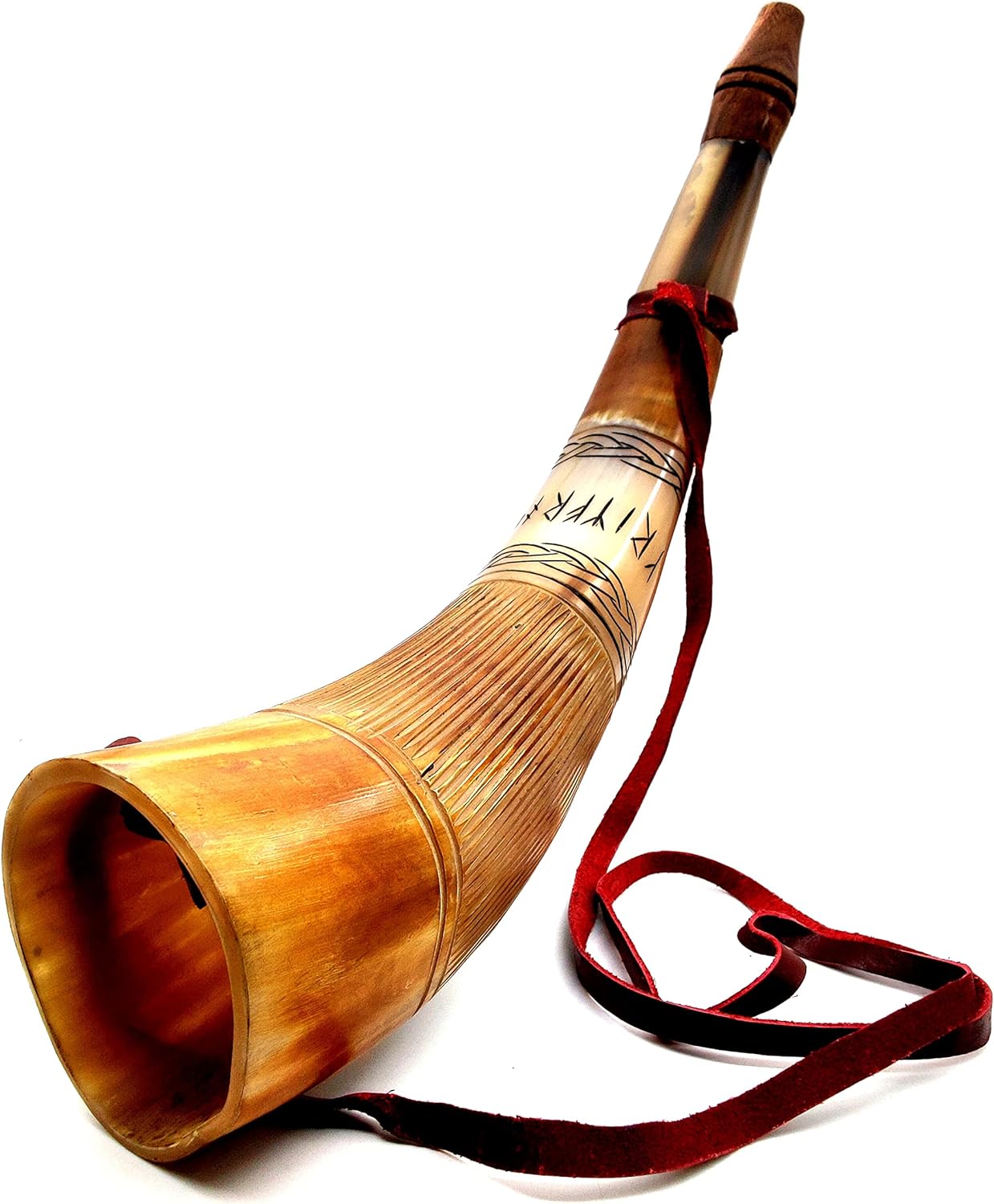Viking Blowing Cow Horn Whistle - Medieval Buffalo Sounding Horn - Norse Cattle Bugle - Hunting Tool with Resonating Sound - Image 2